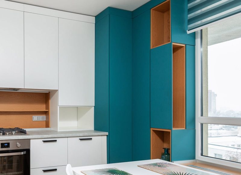 Residentail Cabinet Painting Teal Cabinets
